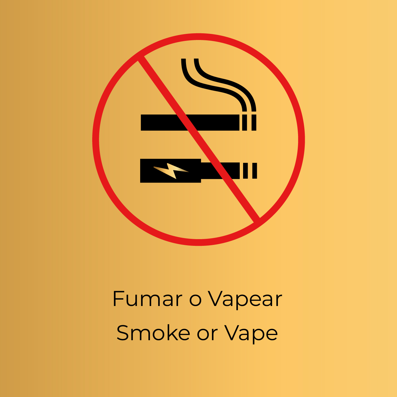 Norma Prohibido Fumar o Vapear