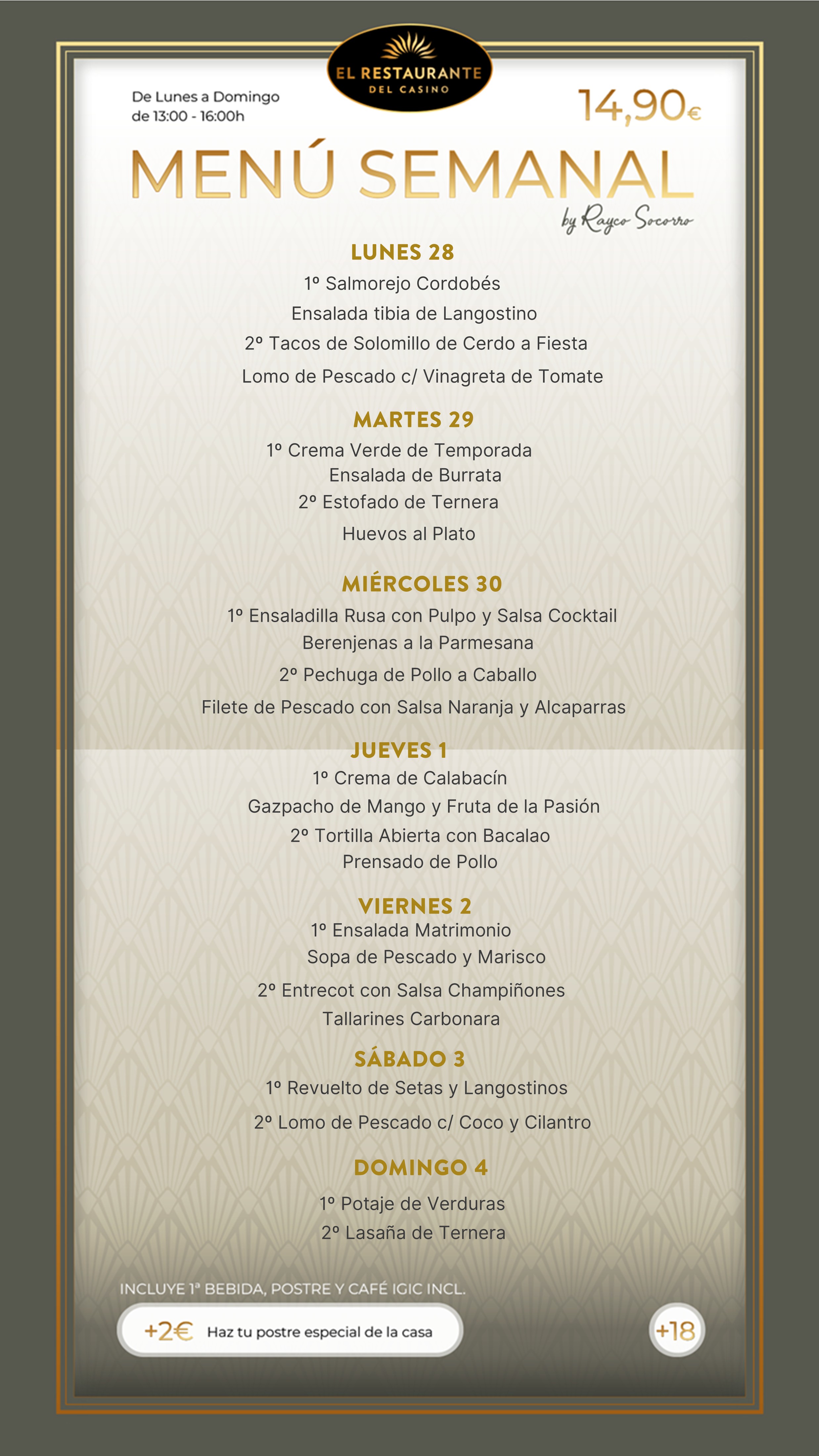 Menú semanal 28 septiembre